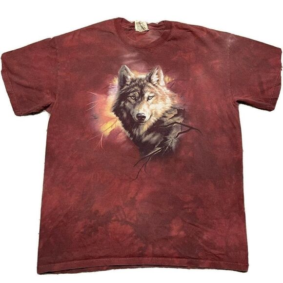 The Mountain Leather Tag Wolf Print T-Shirt Large - Picture 1 of 9